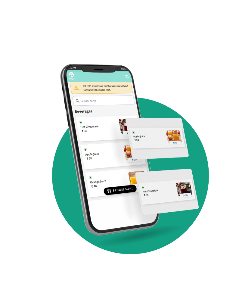 hospital room food ordering app