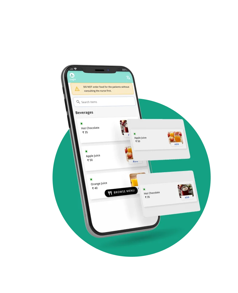 hospital room food ordering app
